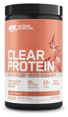 Image de Clear whey - Optimum Nutrition - Clear Protein 100% Plant Protein Isolate (280g) - Saveur Pêche