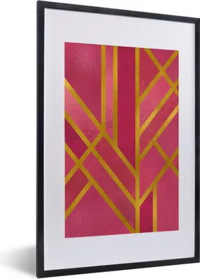 Produktbild von MuchoWow® Gerahmtes Poster Gold - Rosa - Luxus 40x60 cm - Poster mit Schwarzem Bilderrahmen Wandposter Rahmen Foto Bilder - Poster in Rahmen