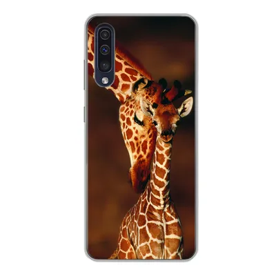 Produktbild von MuchoWow® Handyhülle Schutzhülle Hülle für Samsung Galaxy A50 Giraffe - Kalb - Porträt Silikon Softcase Handy Hülle - Mobiltelefonhülle