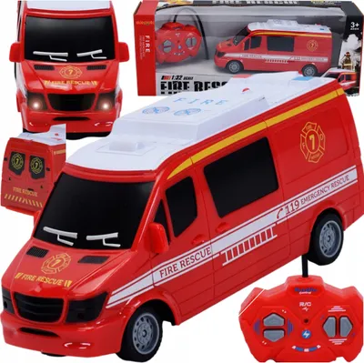 Immagine prodotto di Lolex | Auto giocattolo dei vigili del fuoco - 19 cm - Rosso - RC con luci e suoni - Perfetta idea regalo