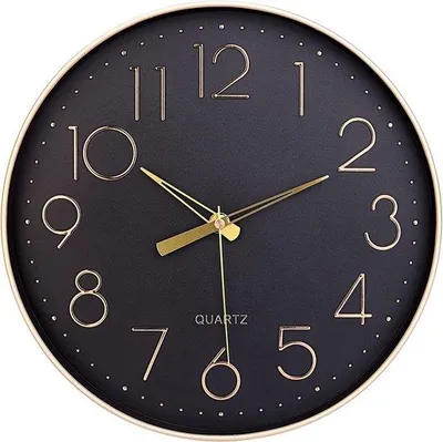 Image de Horloge murale noire - horloge silencieuse - décorative - 30,5 cm - noir - plastique - 30,5 cm