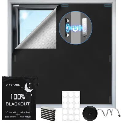 Verdunkelungsvorhang 100x148 cm, magnetisch, ohne Bohren, schwarz
