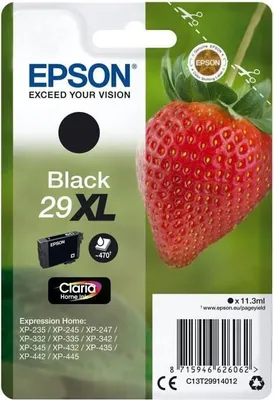 Produktbild von Epson Tintenpatrone, 29XL Schwarz, 11.3 ml, Claria Home Ink, Bis zu 470 Seiten, Für Expression Home XP-235, XP-445