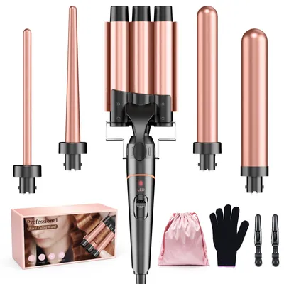 Produktbild von Lockenstäbe 3 Fässer für Große-BESTOPE PRO Lockenstab set 5 in 1 Locken mit eins