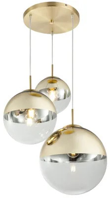 Produktbild von Hängelampe Gold, 3 Glas Kugeln, 20 - 25 - 30 cm