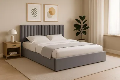 Produktbild von Sofello Polsterbett 180x200 Metall-Lattenrost Grau Velour Samtstoff Velvett mit Bettkasten und Stauraum