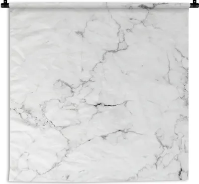 Produktbild von MuchoWow® Wandteppich Wandbehang Marmor - Weiß - Grau - Luxus - Marmoroptik - Strukturiert 90x90 cm Tapisserie Dekoration Wandtuch - Wandaufhänger