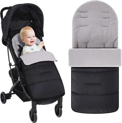 Produktbild von Baby-Fußsack – Kinderwagen-Fußsack – Hält warm – Wasserdicht und winddicht – 63 x 85 cm – Schwarz