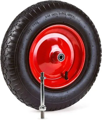 Productafbeelding van Kruiwagenwiel met Luchtbanden - Ø 380 mm, 120 kg Draagvermogen, Stalen Velg, Inclusief As