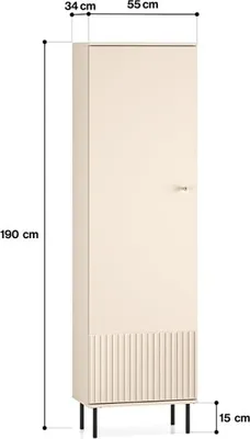 Produktbild von Kleiderschrank Sophie, modern, auf Füßen, Maße: 190 cm Höhe, 55 cm Breite, 34 cm Tiefe