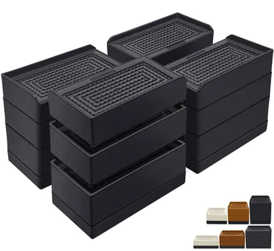 Obrázok produktu pre Nastaviteľné obdĺžnikové podstavce pod nábytok, sada 12 kusov, výška 10,2 cm, vhodné pod posteľ, sedačku, stôl, stoličky