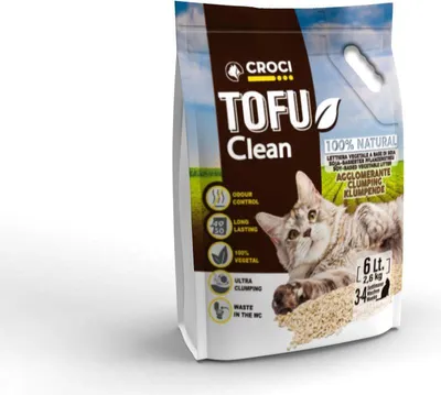 Productafbeelding van Croci Tofu Kattenbakvulling 6L – Klontvormende kattenbakvulling, biologisch afbreekbaar, spoelt goed door