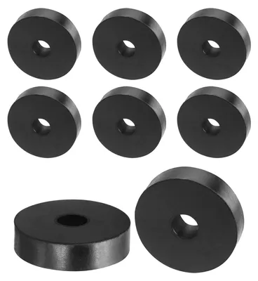 Productafbeelding van 8 stuks rubberen ringen/afstandhouders, 40 mm buitendiameter, 10 mm binnendiameter, 10 mm dikte, zwart