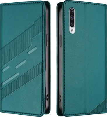 Produktbild von Hülle für Samsung Galaxy A50 / A30S / A50S, Kunstleder Brieftaschen Handyhülle mit Kartenfach und Standfunktion Grün