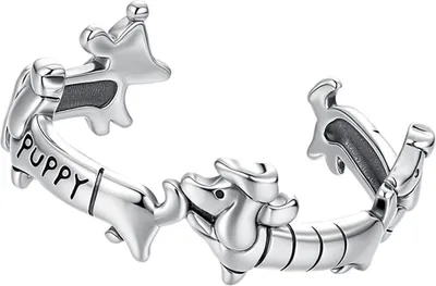 Image de Bague ajustable en argent avec motif chien, argent 925, Trusky