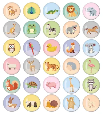 Productafbeelding van Magneten set voor kinderen - 30 stuks dierenmagneten voor koelkast en whiteboard