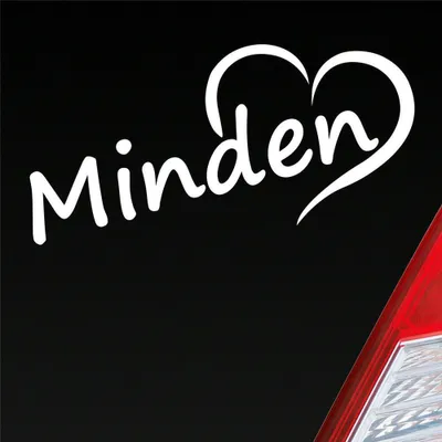 Produktbild von Auto Aufkleber Minden Herz Stadt City Liebe Love Heimat 17,5x8 cm Weiss Glanz Sticker Heckscheibenaufkleber