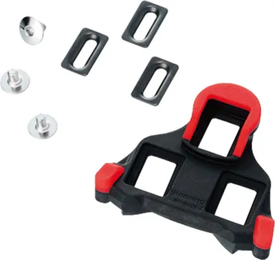 Produktbild von SHIMANO SPD-SL-Pedalplatte "SM-SH10", SB-verpackt, Bindung ohne Bewegungsfreiheit, mit Schrauben, schwarz/rot, für SPD-SL Pedale