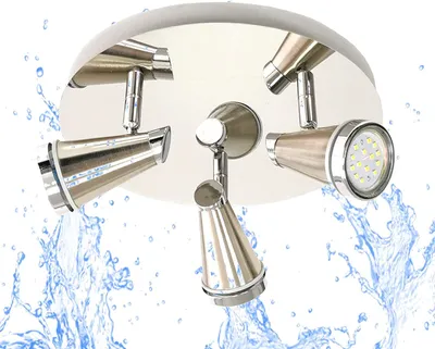 Produktbild von 3er Spots IP44 LED Deckenleuchte in Nickel matt 3x 5 Watt Rondell