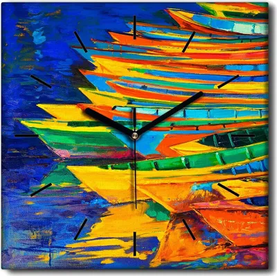 Produktbild von Coloray Uhr auf Leinwand 30x30 cm Wand Uhr Dekoration Wohnzimmer Segeltuch schwarze Hände -Bootswasserkunst