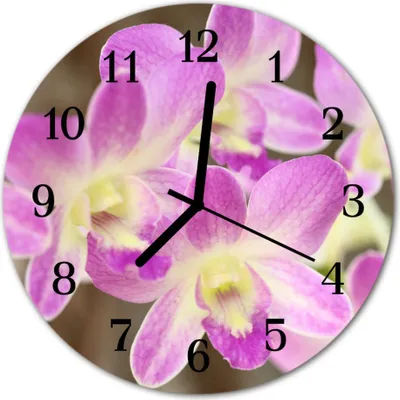 Produktbild von Glasuhr Wanduhr Küchenuhr Echt-Glas 30fi cm Blumen violett