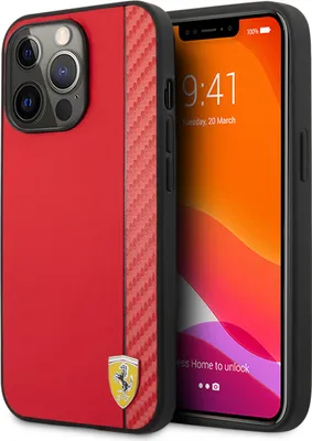 Image de Ferrari Fesaxhcp13Xre Iphone 13 Pro Max6,7 Czerwony/Red Hardcase On Track Carbon Stripe