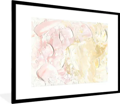 Produktbild von MuchoWow® Gerahmtes Poster Ölgemälde Beige 80x60 cm - Poster mit Schwarzem Bilderrahmen Wandposter Rahmen Foto Bilder - Schlafzimmer-Dekorationen - Fotoposter