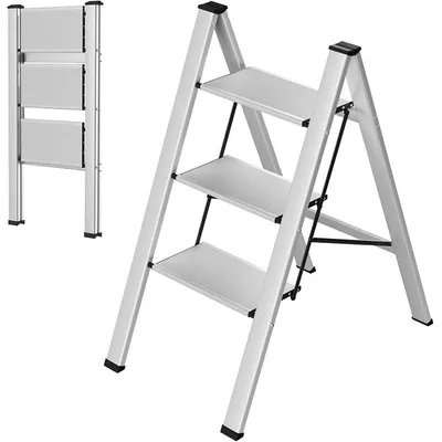 Zdjęcie produktu dla Aluminiowa drabina składana YP-HAM-3, nośność do 150 kg, srebrna