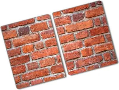 Produktbild von Tulup Glas Herdabdeckplatte - 2x40x52 cm - Glaskeramikkochfeld-Abdeckung Spritzschutz Glasabdeckplatte Kochplattenabdeckung und Schneidebrett - Zweiteilig - Sonstige - Backsteinmauer - Rot