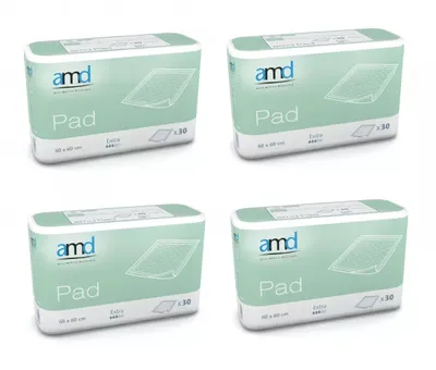 Produktbild von AMD Pad Extra Krankenunterlagen 60x60cm 4x30 Stück Bettschutz Tier Unterlagen