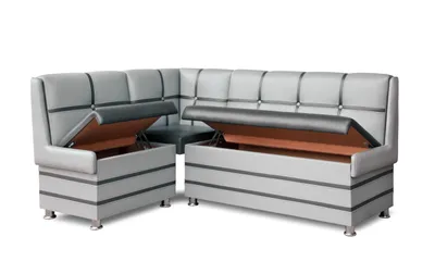 Produktbild von Eckbank gepolstert mit viel Stauraum Korsika, XL Sitzbank 213x142 cm, Essecke Kunstleder Grau - Schwarz, breite Sitzfläche, modern