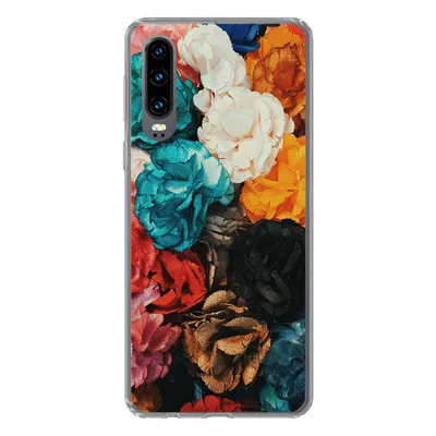 Produktbild von MuchoWow® Handyhülle Schutzhülle Hülle für Huawei P30 Wand - Rosen - Abstrakt Silikon Softcase Handy Hülle - Kartenbesitzer