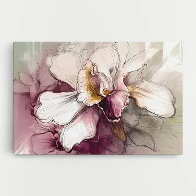 Produktbild von ARTHUB® Leinwandbild 50x70 cm, Painted Purple Orchid | Wohnzimmerdekoration, Hängende Bilder, Wanddekoration, Heimdekoration, Blumen, Orchideen