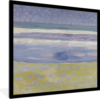 Produktbild von MuchoWow® Gerahmtes Poster Meer nach Sonnenuntergang - Piet Mondrian 40x40 cm - Poster mit Schwarzem Bilderrahmen Wandposter Rahmen Foto Bilder - Mit Rahmen - Wanddekoration Schlafzimmer