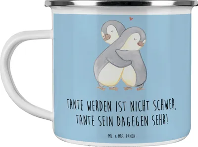 Produktbild von Mr. & Mrs. Panda Teetasse Tolle Tante - Blau Pastell - Geschenk, Emaille Tasse, Familienmitglieder, Familie, becher, Verwandtschaft, Neffe, Teebecher, Pott, Nichte