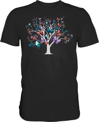 Produktbild von Frauen Bunter Schmetterling Baum T-Shirt – Black / XXL