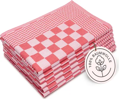 Produktbild von 6er Set Geschirrtücher, 65x65 cm, 100% Baumwolle, rot kariert