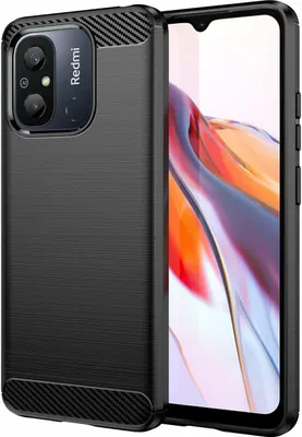 Obrázok produktu pre Carbon Case kompatibilný s Xiaomi Redmi 12 Flexibilný silikónový karbónový kryt Black