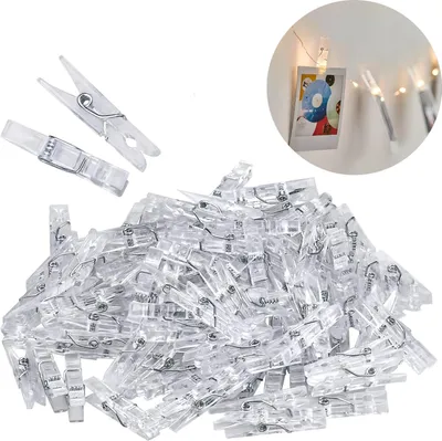 Mini-Wäscheklammern, 100 Stück, transparent, 3,5 cm, für Basteln & Fotos