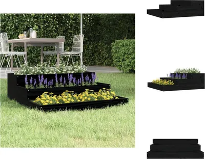 Obrázok produktu pre vidaXL Kvetináč čierny 78x78x27 cm z masívneho borovicového dreva - Kvetináče a sadenice