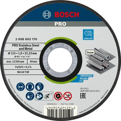 Produktbild von PRO Stainless Steel and Metal Trennscheibe, 115 x 1.6 x 22.23 mm