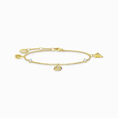 Produktbild von Thomas Sabo Armband Muscheln Und Weiße Steine Gold Länge 19 Cm