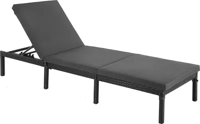 Produktbild von Zahradní lehátko SONGMICS, polštář o tloušťce 5 cm, 59x198x28 cm, nastavitelné, černé