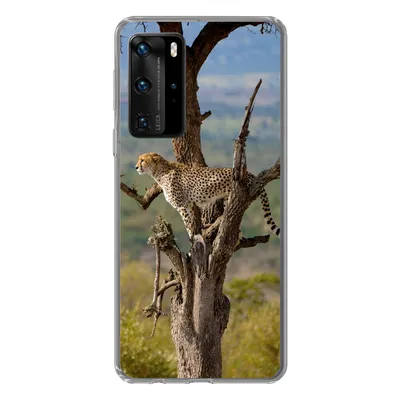 Produktbild von MuchoWow® Handyhülle Schutzhülle Hülle für Huawei P40 Pro Leopard - Baum - Tier Silikon Softcase Handy Hülle - Schutz