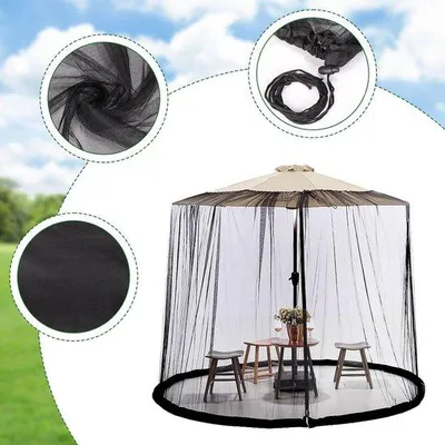 Produktbild von Famanu Klammernetz für Sonnenschirm - 12ft, Schwarz, 380 x 240 cm