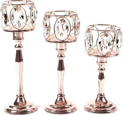 Produktbild von Kerzenständer Chalice 2-in-1 Deko Säule Ständer 3-er Set, Chalice S, Roségold