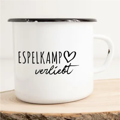 Produktbild von Huuraa Emaille Tasse Espelkamp  Geschenk Kaffeebecher Vintage 300ml Espelkamp  Präsent