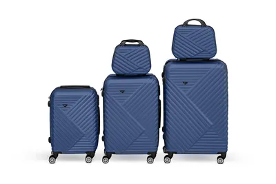 Produktbild von Reisekoffer Set 5-teilig VIAGGIO – Blau Koffer mit Rollen, Hartschalenkoffer, Trolley Set mit Beauty Case