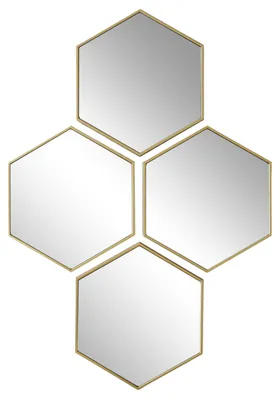 Produktbild von Home Deco Factory Spiegel - 4x Stuck - D23 cm - Sechseck - Kunststoff