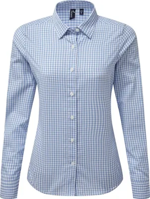 Image de Premier - chemise "Maxton" pour femme manches longues PC3908 (L) (Bleu clair/Blanc)